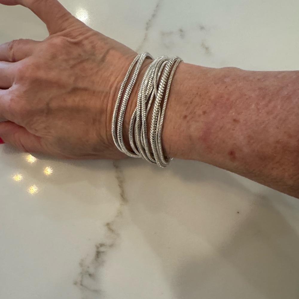 Elegant Silver Layered Bracelet Set